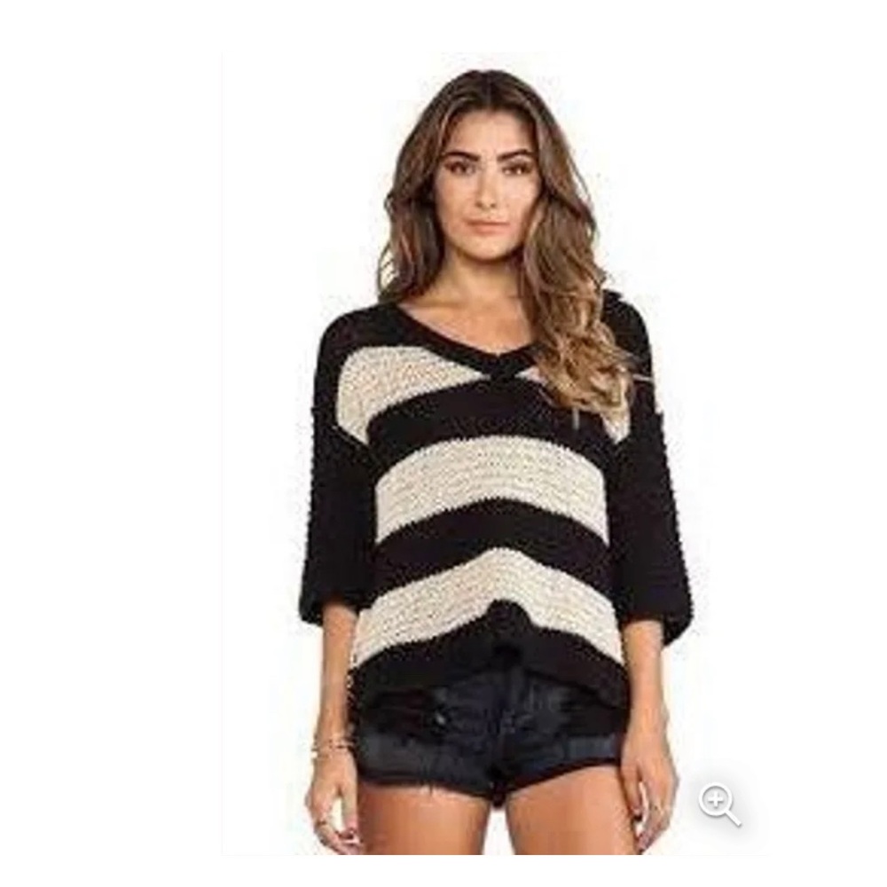 Free People striped cozy v-neck quarter length sweater